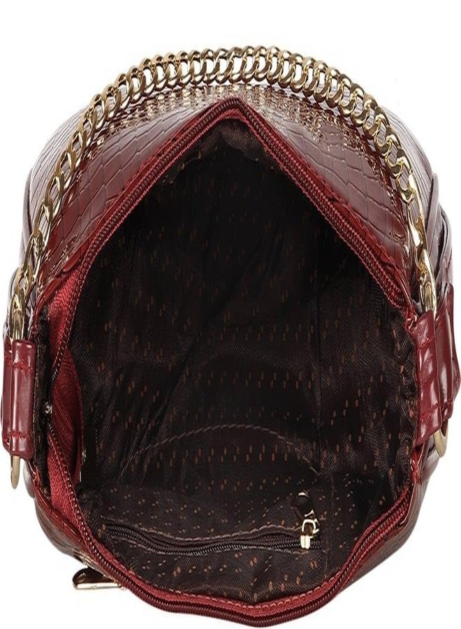 Dcozi Purses for Women Dumpling Small Hobo Bags Vegan Ladies Clutch Hand Bag PU Shoulder Bag -SB01 (Maroon) - Image 5